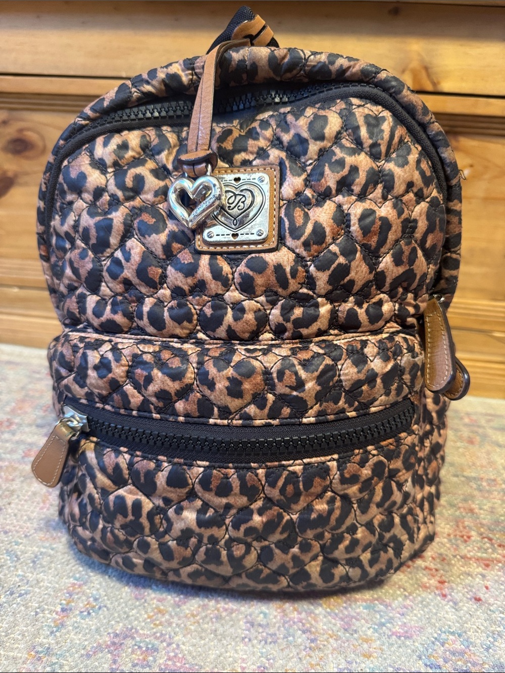 Brighton Leopard Quilted Mini Backpack in Brown and Black